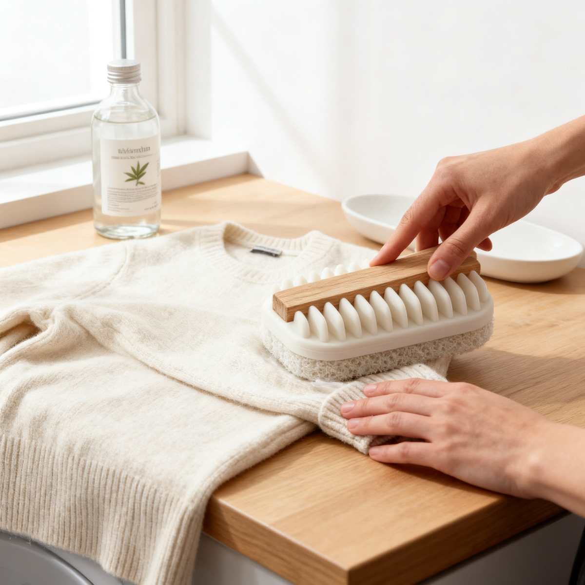 πͺ₯ The Last Laundry Brush You'll Ever Need β 2-in-1 Dual Side Scrubber with Natural Wood Handle & Soap Tray