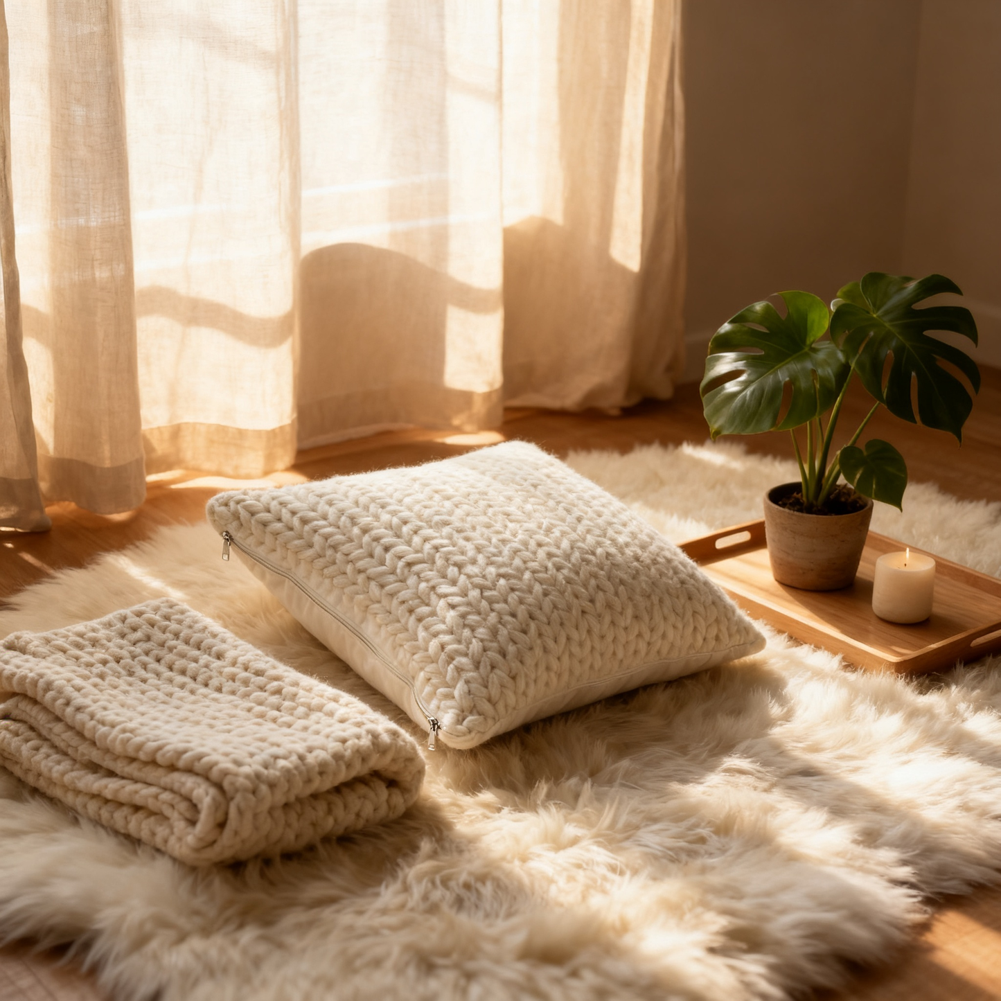 🧶 Soft Textures, Warm Moments — A Knitted Cushion Cover Made for Cozy Living Spaces