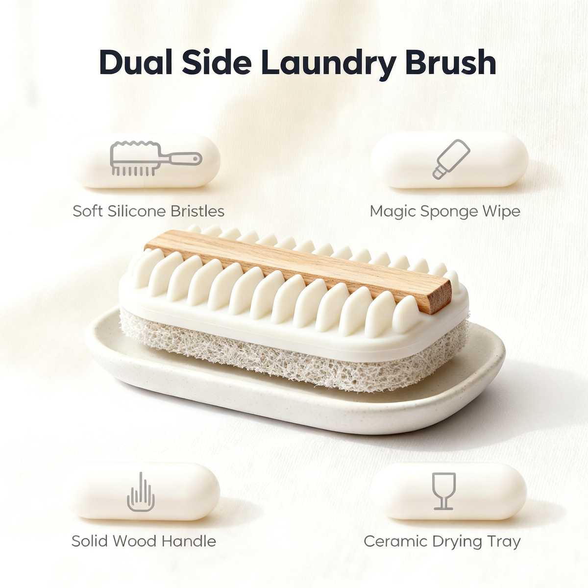 🪥 The Last Laundry Brush You'll Ever Need — 2-in-1 Dual Side Scrubber with Natural Wood Handle & Soap Tray