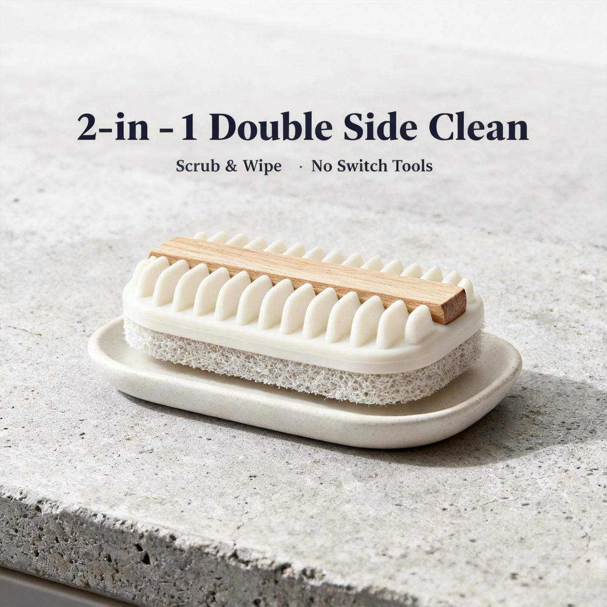 🪥 The Last Laundry Brush You'll Ever Need — 2-in-1 Dual Side Scrubber with Natural Wood Handle & Soap Tray