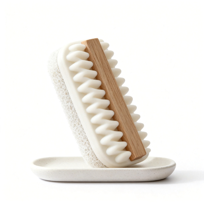 🪥 The Last Laundry Brush You'll Ever Need — 2-in-1 Dual Side Scrubber with Natural Wood Handle & Soap Tray