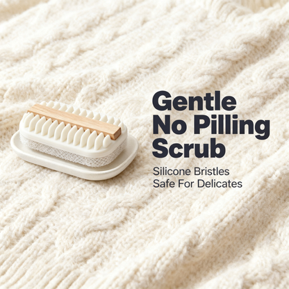 🪥 The Last Laundry Brush You'll Ever Need — 2-in-1 Dual Side Scrubber with Natural Wood Handle & Soap Tray