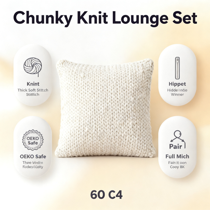 ☁️ Sink Into the Weekend — Chunky Knit Throw Blanket & Pillow Cover Set in Pre-Matched Cream White, Zero Pilling After Every Wash