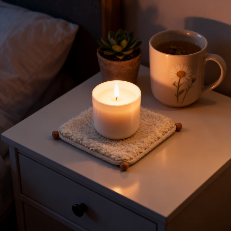 ☕ Your Table Deserves Better Protection — Fuzzy Wool Coaster Set with No Permanent Hot Mark & Toss-In Machine Wash Design