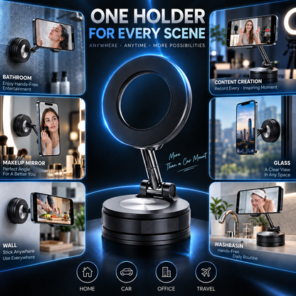 360° Vacuum Magnetic Phone Mount – Adjustable Phone Holder for Car, Desk & Home