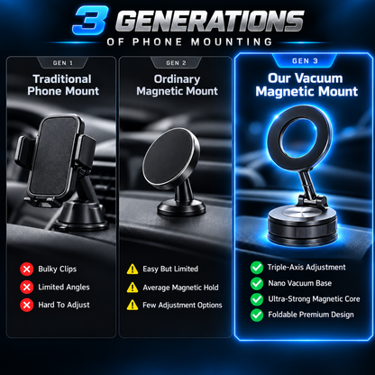 360° Vacuum Magnetic Phone Mount – Adjustable Phone Holder for Car, Desk & Home