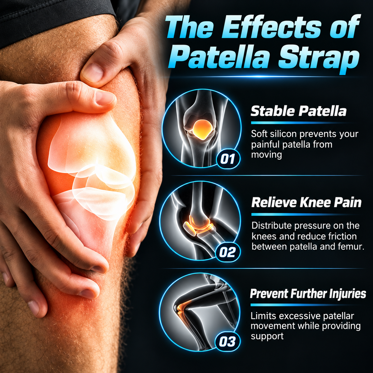 💧MoproPrecision Knee Support Strap – 2026 Upgraded Patella Support Band  Adjustable, Non-Slip, Shock-Absorbing & Breathable Knee Support for Running, Cycling & Fitness