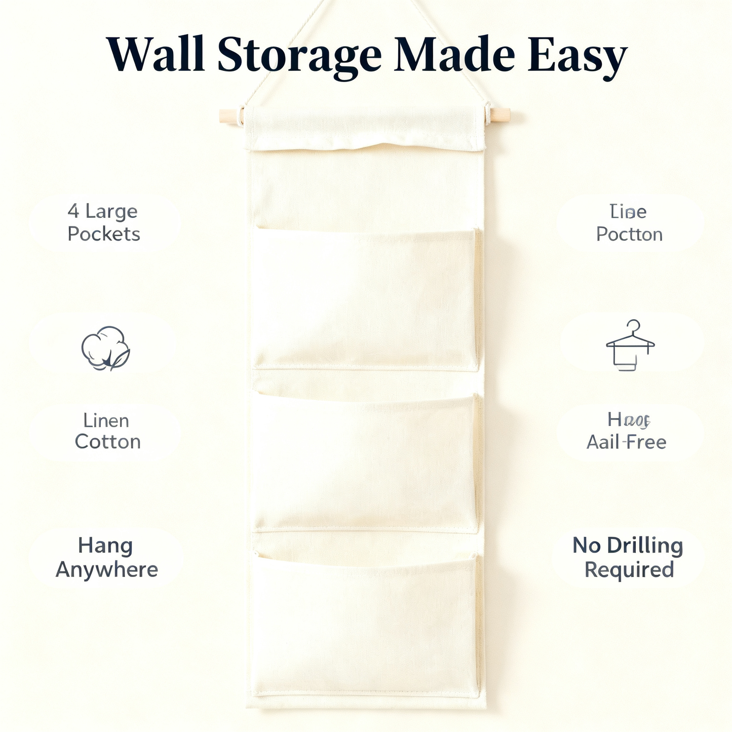 🧺 Turn Empty Walls Into Beautiful Storage — A Soft Fabric Organizer Designed for Calm and Clutter-Free Spaces