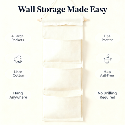 🧺 Turn Empty Walls Into Beautiful Storage — A Soft Fabric Organizer Designed for Calm and Clutter-Free Spaces