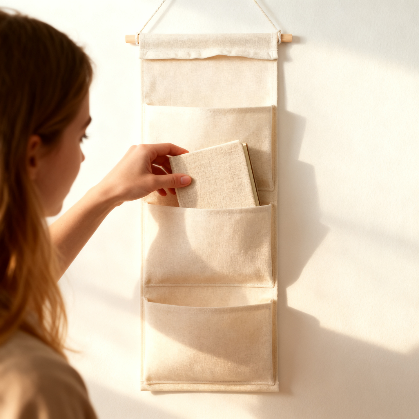 🧺 Turn Empty Walls Into Beautiful Storage — A Soft Fabric Organizer Designed for Calm and Clutter-Free Spaces