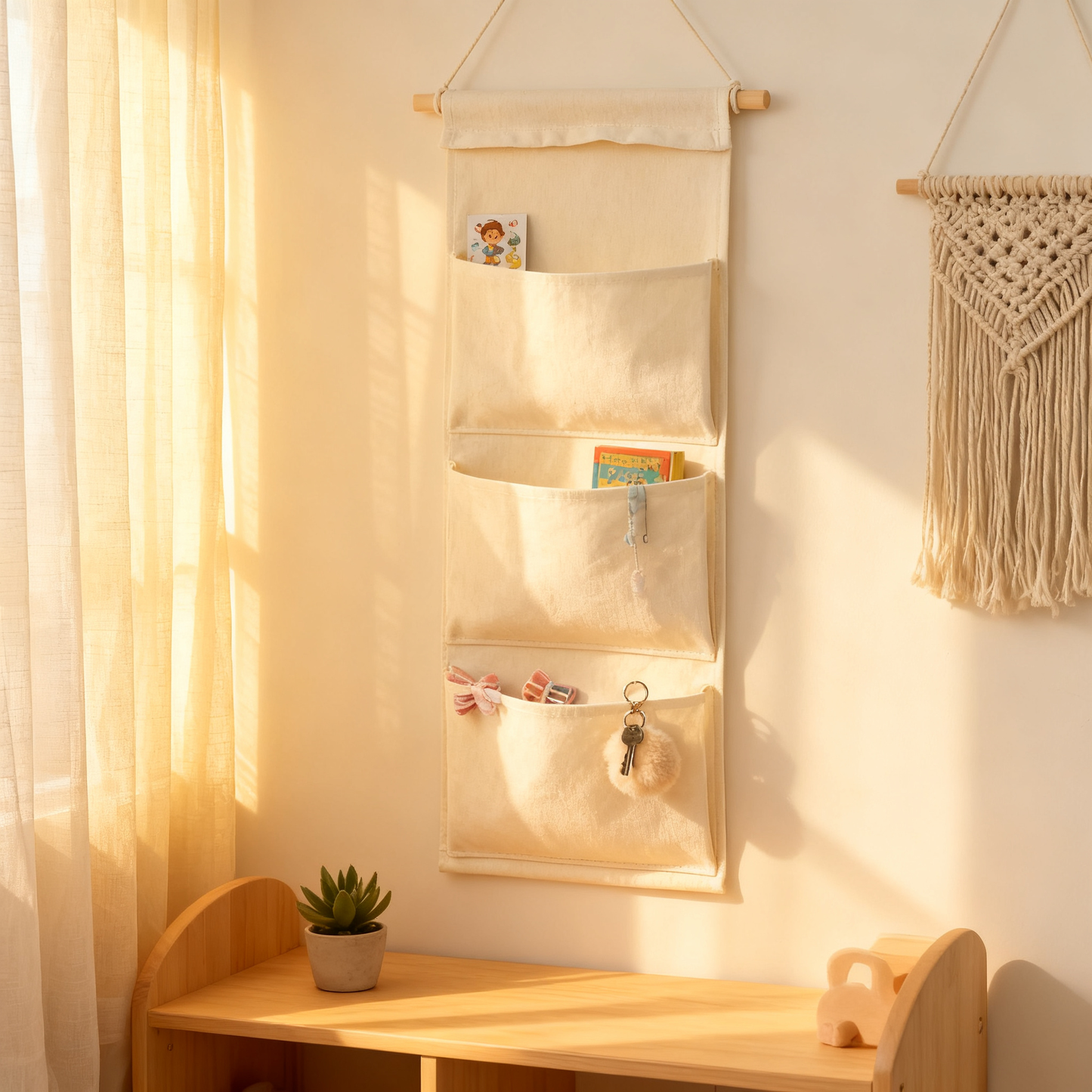 🧺 Turn Empty Walls Into Beautiful Storage — A Soft Fabric Organizer Designed for Calm and Clutter-Free Spaces