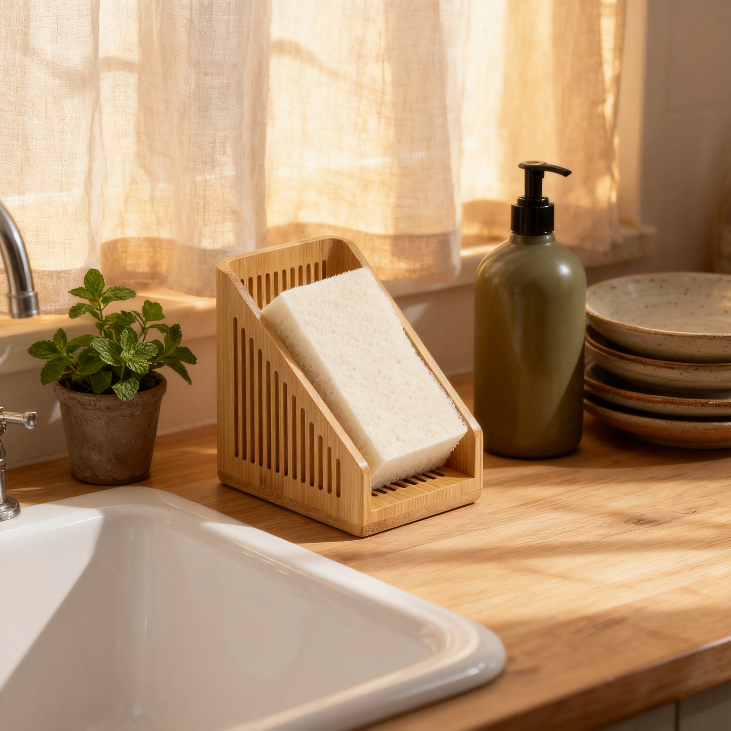 🌊 A Cleaner Sink, A Calmer Kitchen — A Wooden Sponge Holder Designed for Everyday Harmony