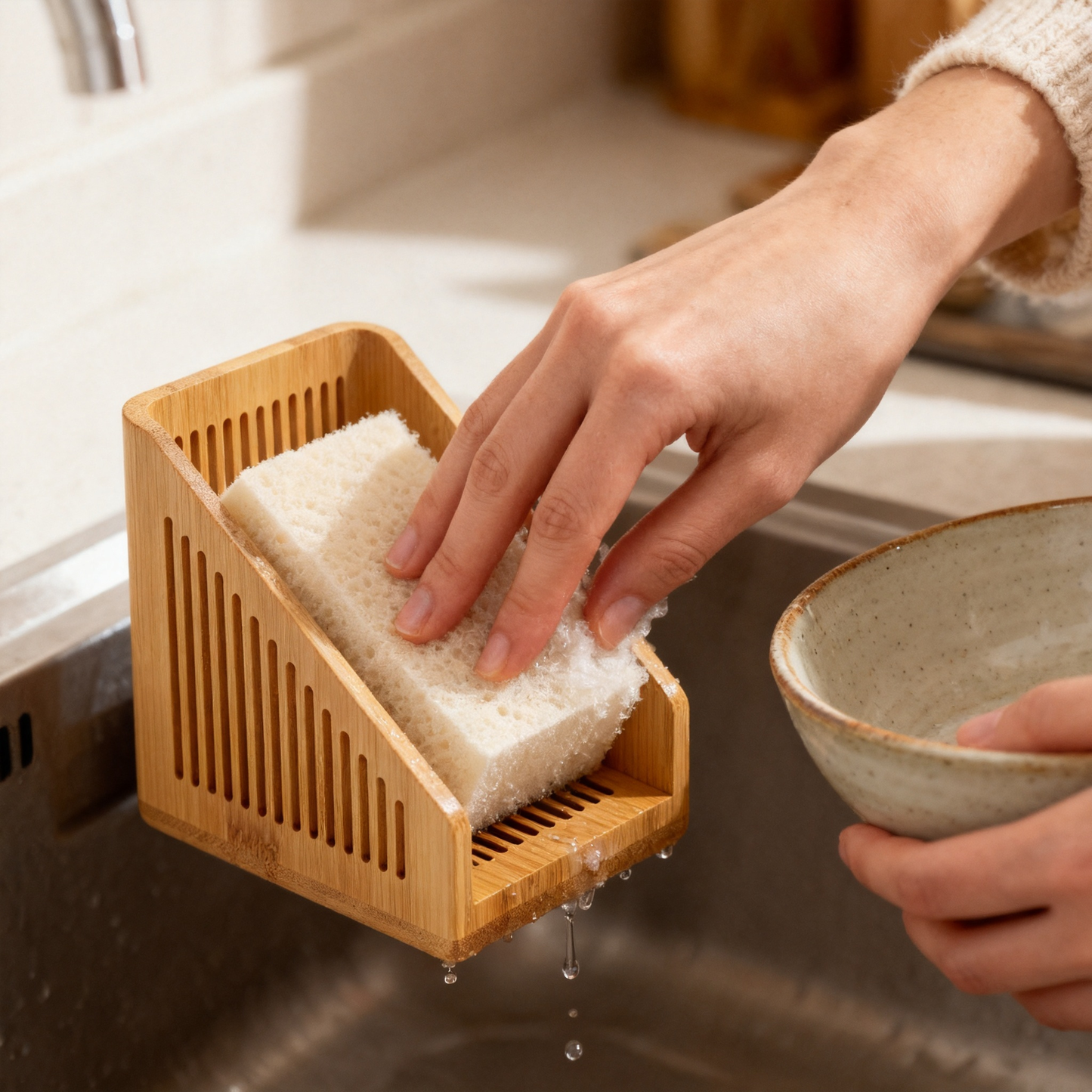 🌊 A Cleaner Sink, A Calmer Kitchen — A Wooden Sponge Holder Designed for Everyday Harmony