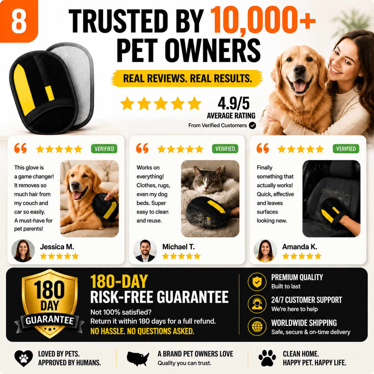 ⭕The Pet Hair Removal Glove – Swipe to Lift Fur from Furniture, Clothes & Cars | Limited Time: 70% OFF🔥