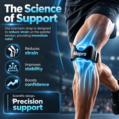 💧MoproPrecision Knee Support Strap – 2026 Upgraded Patella Support Band  Adjustable, Non-Slip, Shock-Absorbing & Breathable Knee Support for Running, Cycling & Fitness